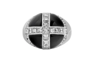 Garrard 18ct White Gold Diamond & Onyx Ring 1.62ct 13.1g