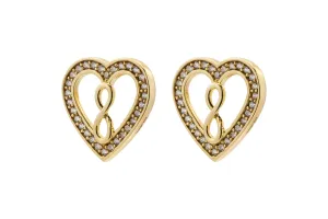 9ct Yellow Gold Heart Cubic Zirconia Stud Earrings 2.2g