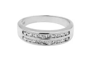 14ct White Gold Double Row Diamond Wedding Band 0.40ct