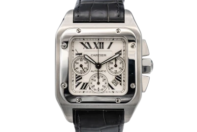Cartier Santos 100XL 41mm Chronograph Black Leather W20090X8 2011