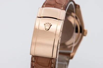 Rolex DateJust 36mm 18ct Rose Gold Brown Leather 116185 2016