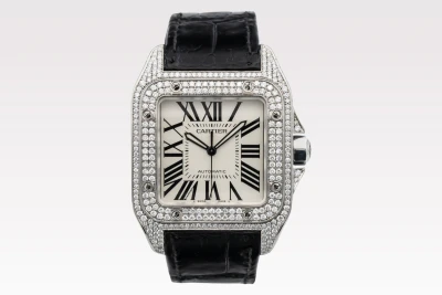 Cartier Santos 100XL 41mm Black Leather 3774 Circa 2010