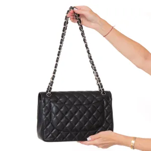Chanel Black Caviar Leather Jumbo Double Flap Classic Bag