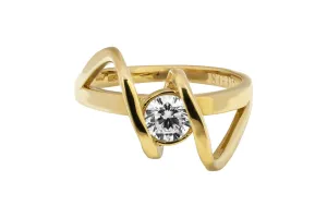 9ct Yellow Gold Cubic Zirconia Twist Ring 3.1g
