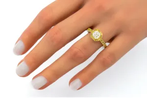 18ct Yellow Gold Diamond Square Emerald Cut Engagement Ring 1.24ct GIA Certified