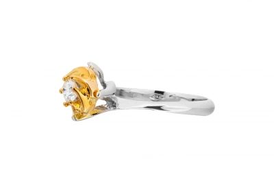 18ct White & Yellow Gold Flower Diamond Engagement Ring 0.28ct