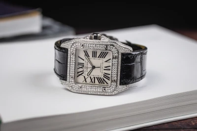 Cartier Santos 100XL 41mm Black Leather 3774 Circa 2010