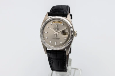Rolex Day-Date 36mm Black Leather 18ct White Gold 1803 1874