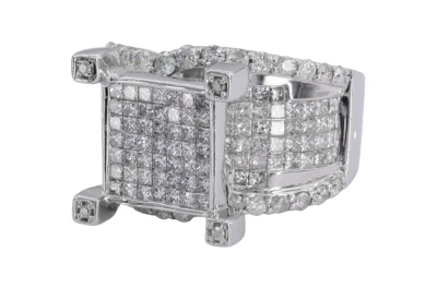 14ct White Gold Princess & Round Diamond Ring 2.5ct 10.6g