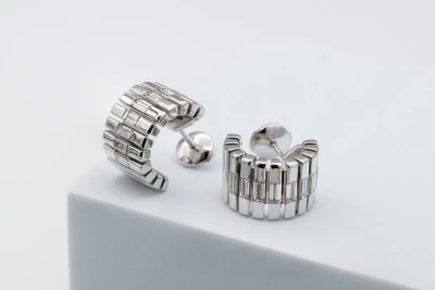 DeBeers Broadwalk Design Baguette Diamond EarHoops 18ct White Gold 1.26ct