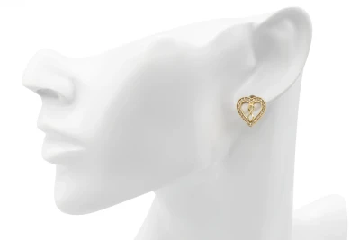 9ct Yellow Gold Cubic Zirconia Classic Gold Heart Studs 2.2g