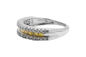 9ct White & Yellow Gold Baguette And Brilliant Cut Diamond Ring  0.50ct