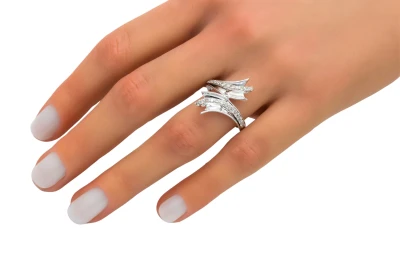 14ct White Gold Diamond Art Deco Ring 0.47ct 4.3g