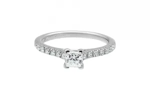 18ct White Gold Princess Cut Diamond Engagement Ring 0.45ct 2.5g