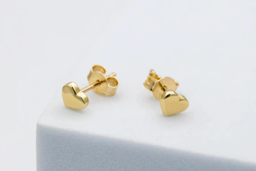 9ct Yellow Gold Mini Heart Stud Earrings 1g