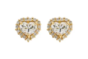 18ct Yellow Gold Diamond Heart Shaped Stud Earrings 2.53ct