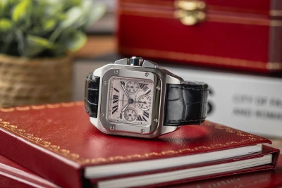 Cartier Santos 100XL 41mm Chronograph Black Leather W20090X8 2011