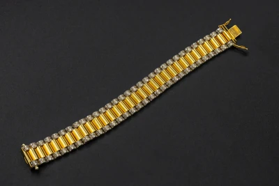 9ct Yellow Gold Cubic Zirconia Presidential Bracelet 43.8g