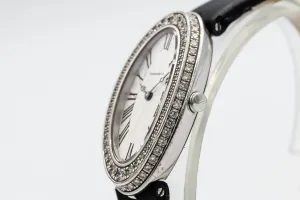 Tiffany & Co Cocktail Watch 22x35mm 18ct White Gold Black Leather Circa 1990s