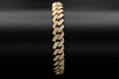 9ct Yellow Gold Diamond Cuban Bracelet 4.4ct VS