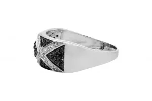 9ct White Gold Black And White Diamond Ring 0.41ct