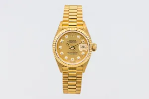 Rolex Lady DateJust 26mm 18ct Yellow Gold Presidential 69178 1998