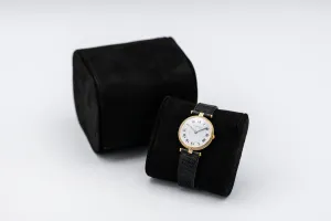 Cartier Vendome Tricolore 25mm 18ct Yellow Gold Black Leather 8100 Circa 1990s