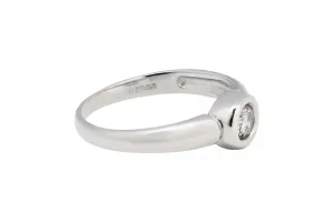 18ct White Gold Diamond Rub Over Solitaire Engagement Ring 0.20ct