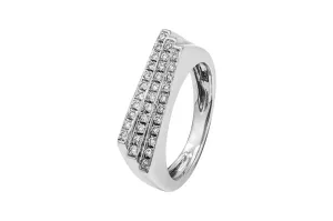 9ct White Gold 3 Row Diamond Ring 0.33ct G/H VS