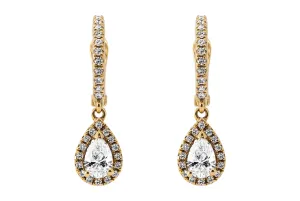 18ct Yellow Gold Pear Drop Diamond Hoops 0.66ct