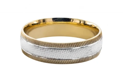 9ct Yellow and White Gold Wedding Band Ring